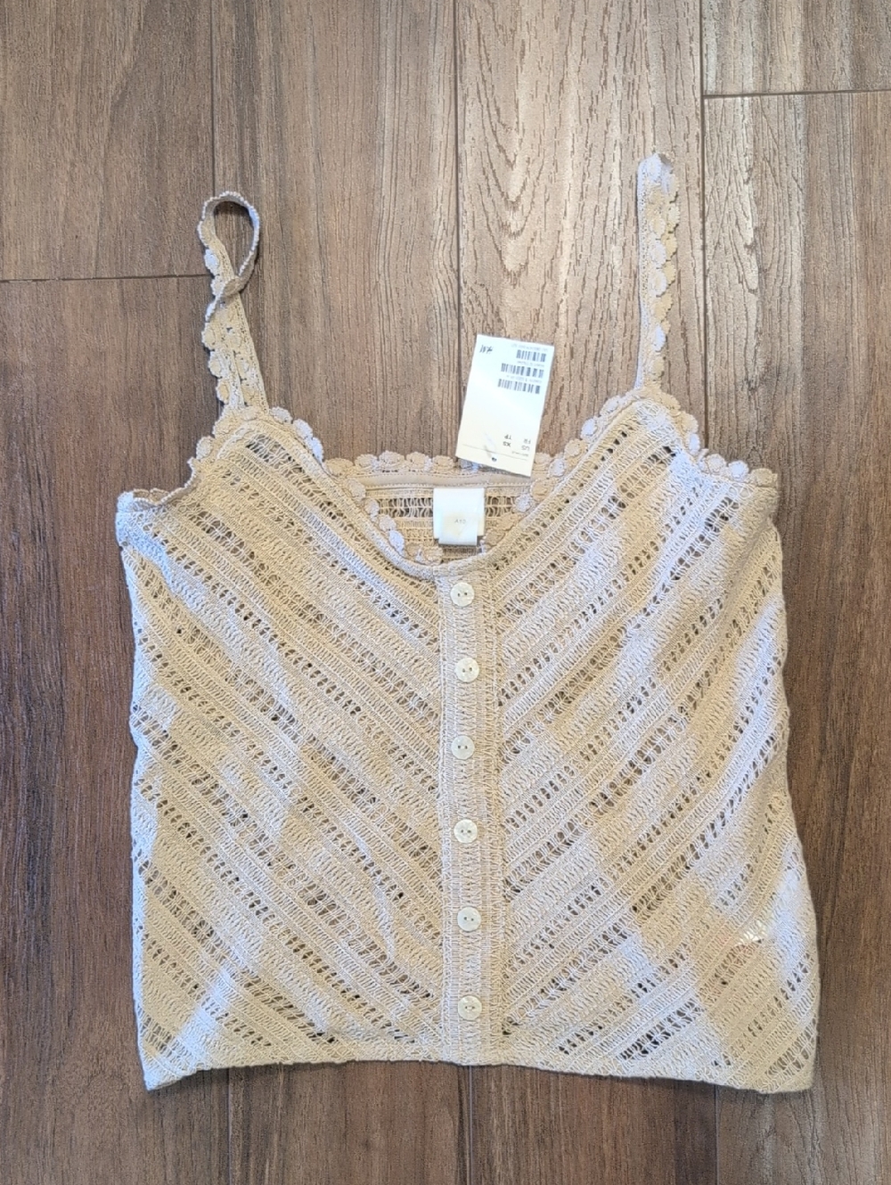 H&M Cream Crochet Button-Front Camisole